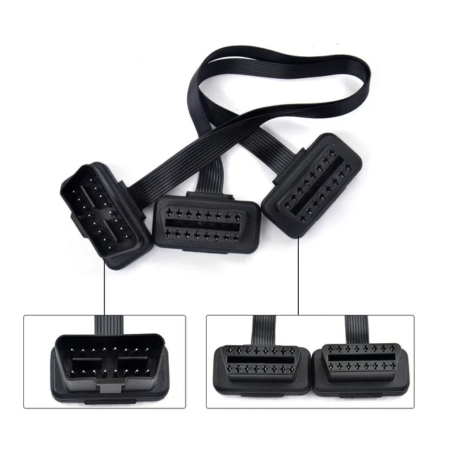 Плоский + тонкий 16 контактный удлинитель OBD 2 ELM327 с разъемом типа Папа два y