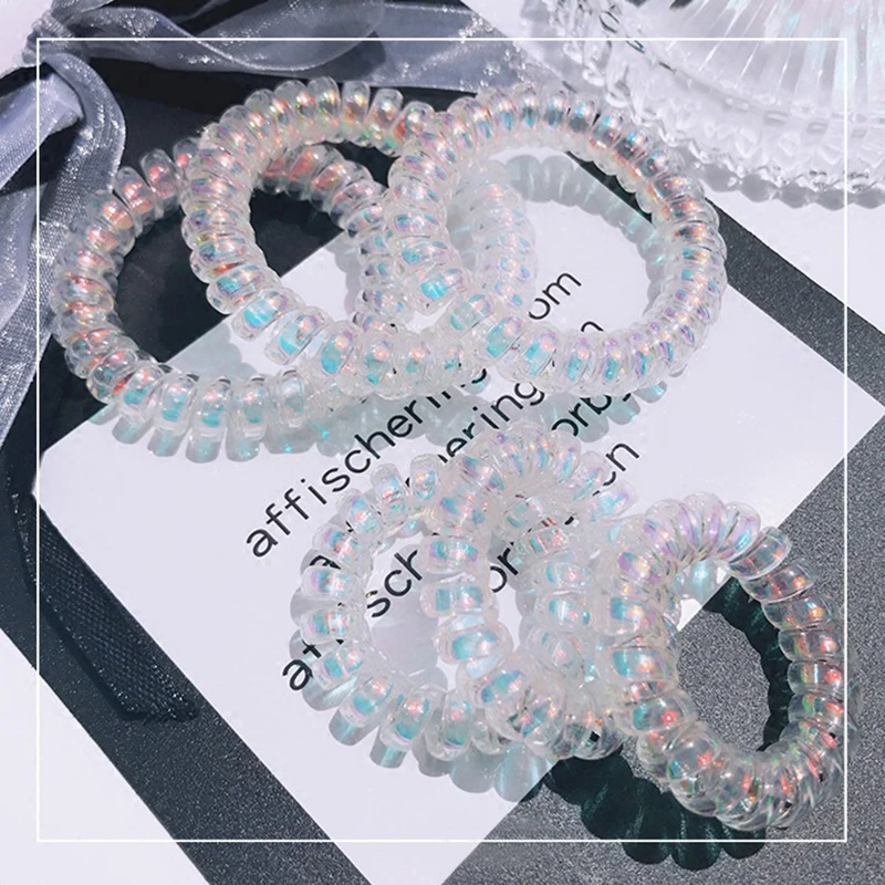 10 قطعة سلك الهاتف خط أربطة مرنة للعلاقات الشعر Scrunchy الربيع شريط مطاطي اللثة ل إكسسوارات الشعر الشعر حبل مطاطي