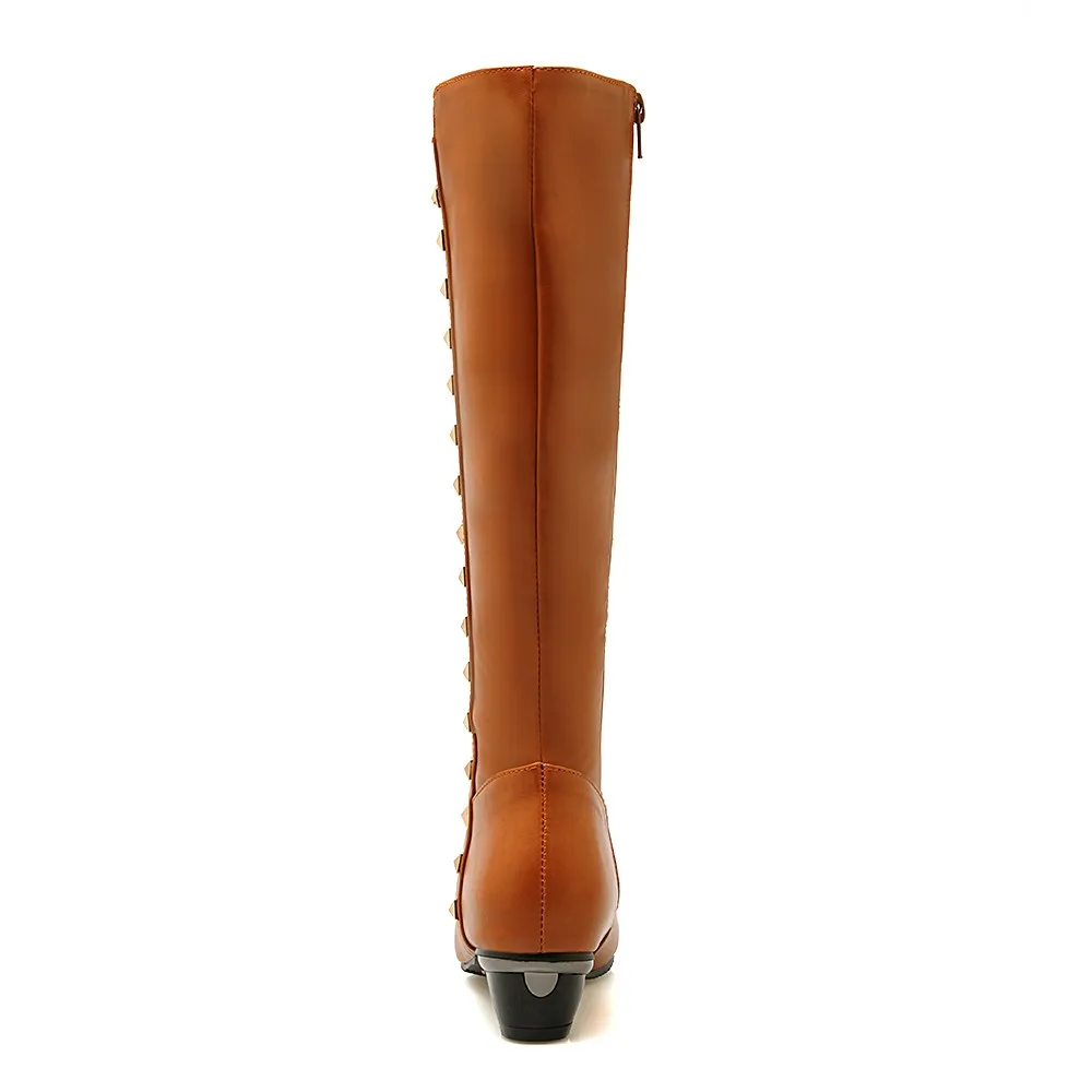 Femme Taille 9133 Noir De L'intention Brun Carré Us 9134 Mode Chaussures Blanc Bottes Genou 9131 Rond 4 Initiale Bout 9132 Femmes 15 Haute Talons Gris wBxTPqAaB