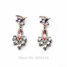 New Arrival Cute Young Women Jewelry Elegant Transparent Crystal Luxury Flower Drop Women Earrings