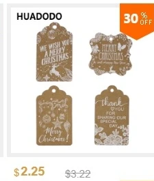 HUADODO 50 шт. рождественские крафт-бумажные бирки этикетки «сделай сам» с веревкой для нового года рождественские украшения подарочная упаковка вечерние украшения