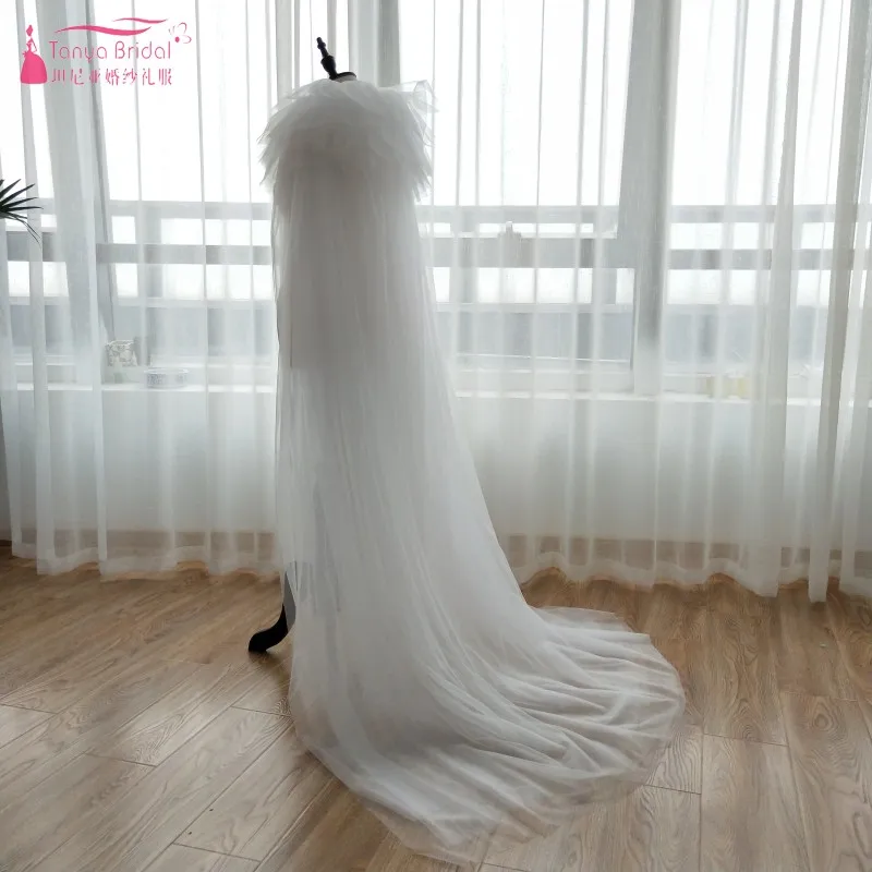 Layers Tulle Cape Wedding Bolero Long Simple Wedding Accessories Fashion Women Wrap Jacket Chic Z899