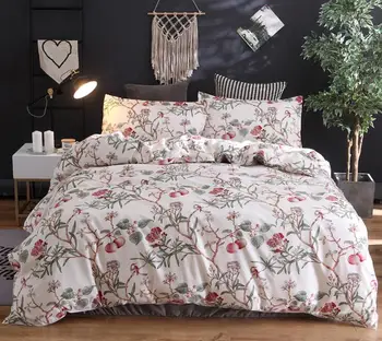 

3pcs Polyester Floral Printed Duvet Set Duvet Cover Quilt Cover With Pillowcases Without Sheet Without Filler Wedding Gift