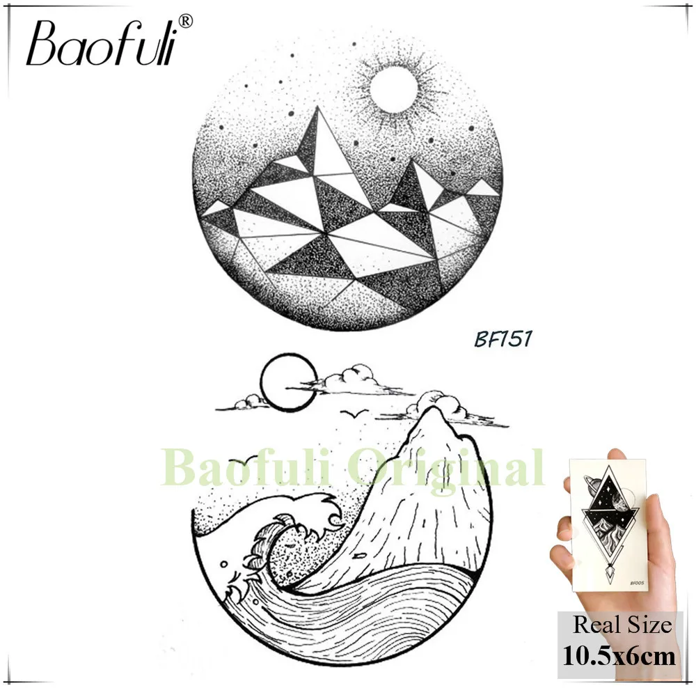 Черная временная татуировка BAOFULI God Totems волшебная круглая пентаграмма