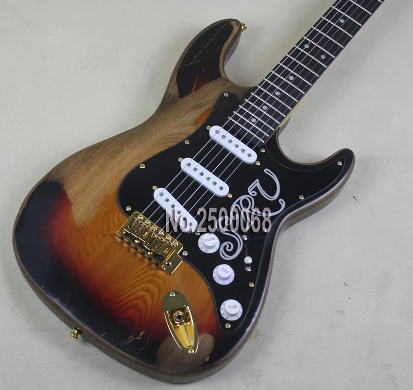 Custom shop guitar,elm wood body Aged sunburst color srv electric