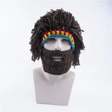 Мужская шапка зимняя теплая вязаная шапка смешной парик борода шапка лицо Kinnillas шерсть шляпа Хэллоуин вечерние Skullies шапочки Африканский скорпион