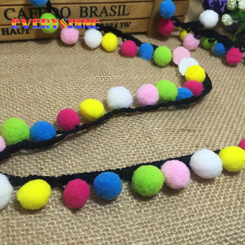 Buy 2Yards Rainbow Pom Pom Balls Lace Trim Tassel