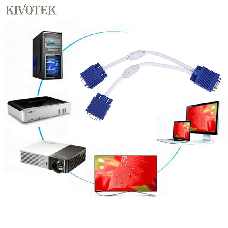 Раздельный преобразователь VGA на 2 двойных гнездовых адаптера Vga 3 шт./лот кабель