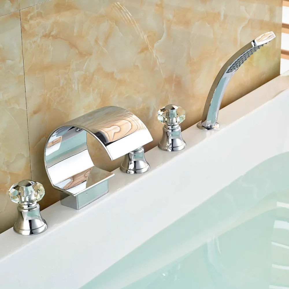 Buy 5pcs Bathtub Mixer Faucet Waterfall Bathroom Tub