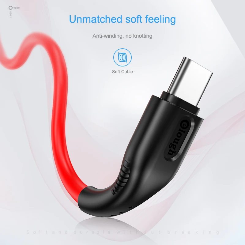 Elough usb نوع c كابل ل samsung xiaomi usb نوع-c كابل الهاتف المحمول كابل سريعة تهمة 3.0 مزامنة بيانات سريع شاحن سلك الحبل