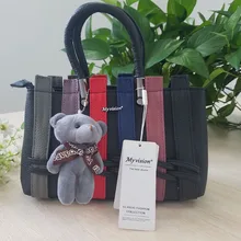 Myvision Women Bag Zipper Embroidery Handbag Tote Ladies Sweet Girl Stitching Stripe Strap Bags Female Messenger Sac Black