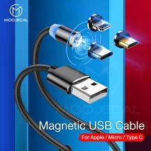 Магнитный кабель MOOJECAL для iPhone XR XS Max, USB Магнитный зарядный кабель для мобильного телефона, кабель Micro USB type C для samsung