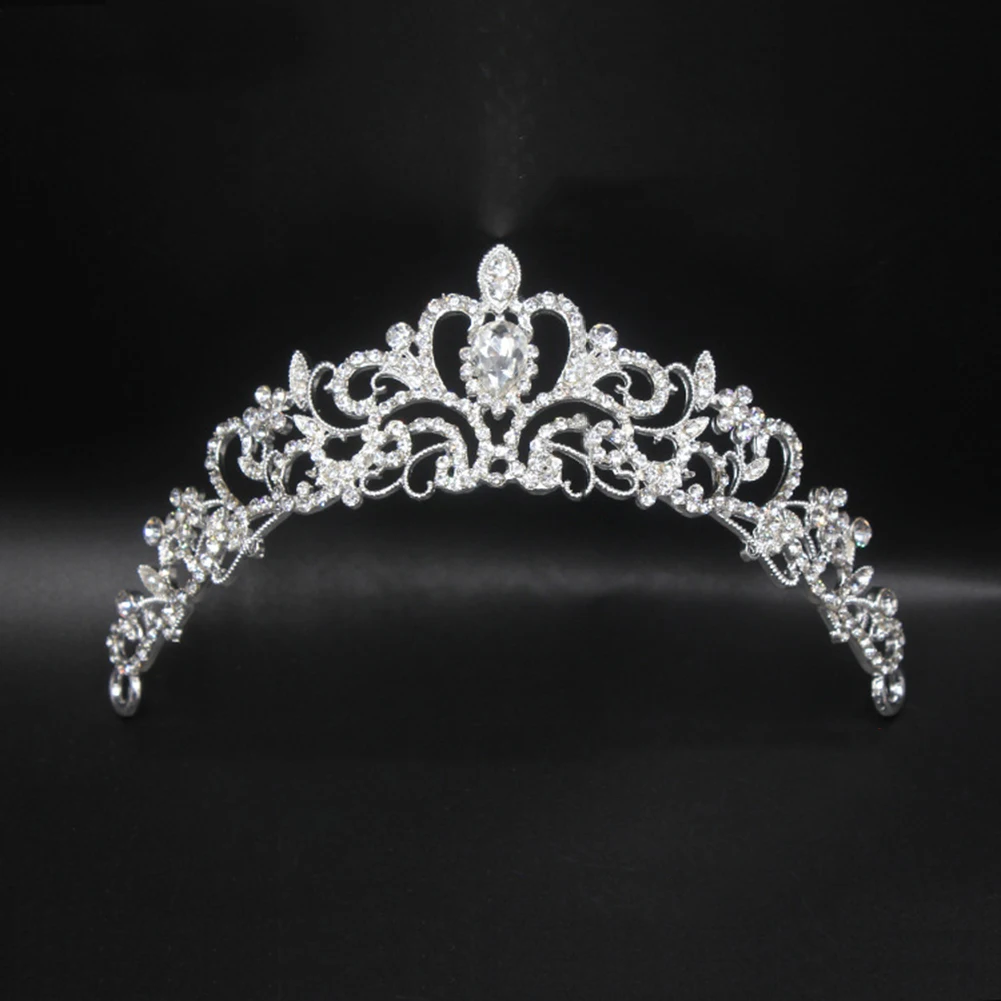 Новинка, модная Женская корона, украшенная кристаллами, вуаль, повязка на голову, вечерние Тиара для девочек, роскошная Корона, головной убор, 16*5 см - Цвет: Child