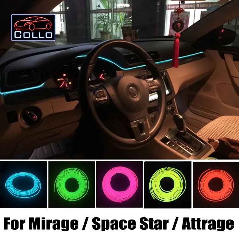 

For Mitsubishi Mirage / Space Star / Attrage / Mirage G4 / Car Decoration Cold Light Romantic Atmosphere Lamp / EL Wire 9M A Set