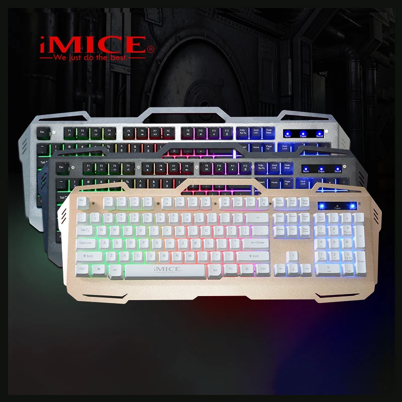 Wired USB gaming Keyboard 104 Keysbacklit keycaps Metal Panel Floating Backlit Keyboard Multimedia