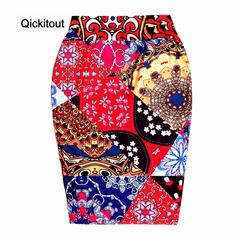 Qickitout юбки трендовые стильные женские сексуальные юбки с 3D принтом Высокая талия сплайсинга цветная тотемная посылка хип-хоп юбка Прямая поставка