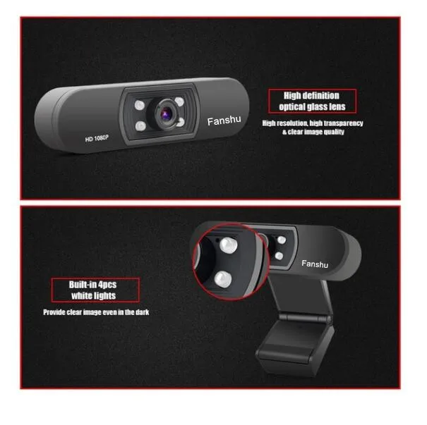 Цифровая веб камера Fanshu USB 2 0 Full HD 1080P с микрофоном прищепка МП CMOS для компьютера ПК