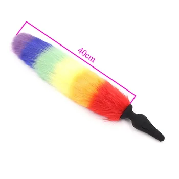 camaTech Silicone or Metal Butt Plug Cat Tail Anal Plug Rainbow Fake Fox Tail Anus Insert Stopper For Couple Buttplug Erotic Toy 2