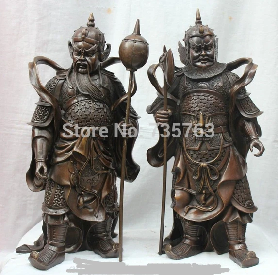 

00549 22" Chinese Fengshui Bronze Stand Door God warrior Gen Protector Deity Statue