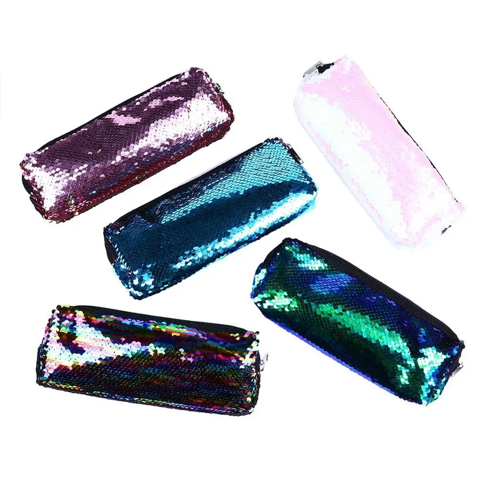

New Sequin Pencil Case Flash Magic Sequin Pen Bag School Supplies Girl Handbags Sundries Cosmetic Bag Multi-function Makeup Pack