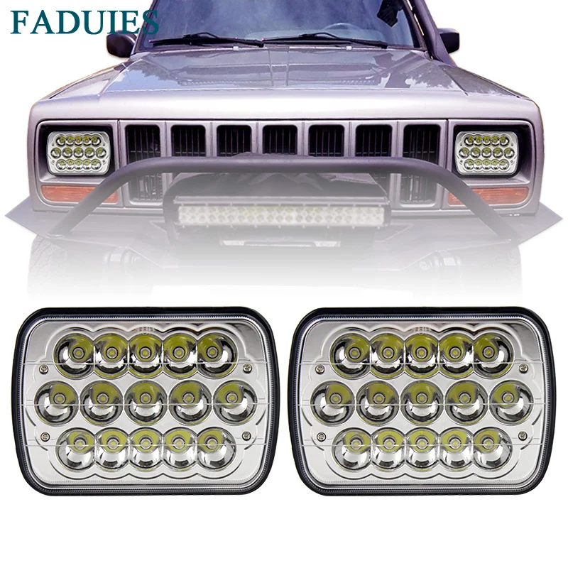 FADUIES 5 x 7 7x6 Inch Rectangular LED Headlight Replacement H6054 H5054 H6054LL 69822 For Jeep Cherokee XJ Truck 4X4 Offroad (9)