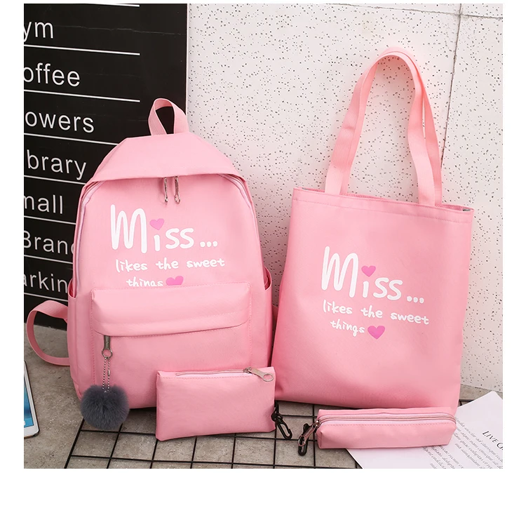 4Pcs/set Women School Backpacks Nylon Schoolbag For Teenagers Girls Student Book Bag Boys Satchel Bolsas Mochilas Sac A Dos