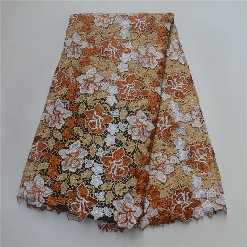

African Swiss Voile Lace High Quality African Guipure Lace Fabric With Stones multi color handcut lace flower guipure lace