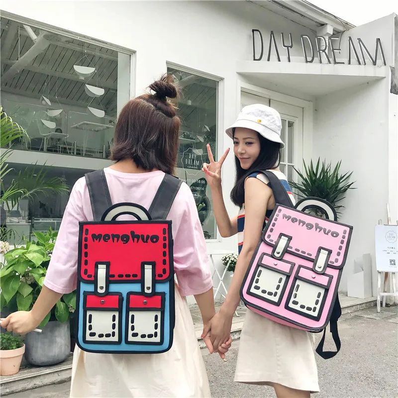 Menghuo 3D Anime Bag Cartoon Women Backpack School Bag 3D Style Canvas 2D Travel Drawing Book Mochila for Teenagers Girl Mochila (60)