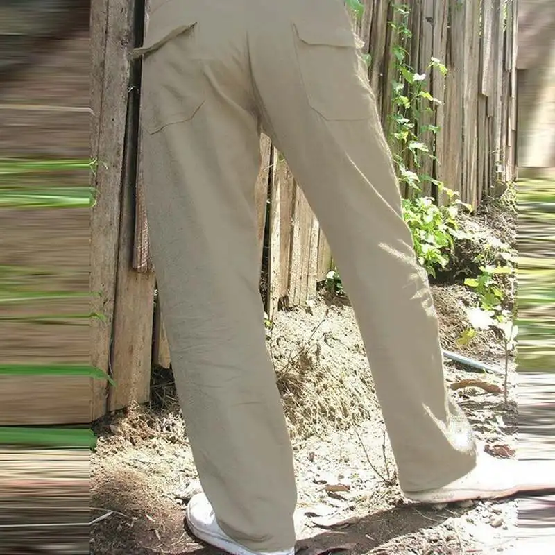 calça de linho solta ou reta para