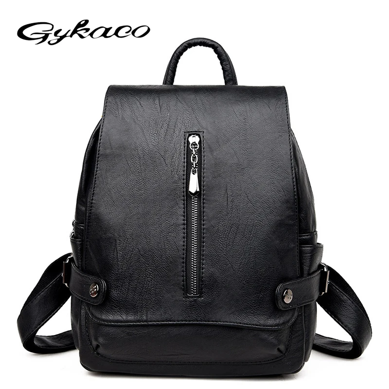 

Gykaeo Women's Student Backpacks for Teenage Girls Soft Leather Casual School Backpack Mochila Feminina Daypacks Sac A Dos Femme