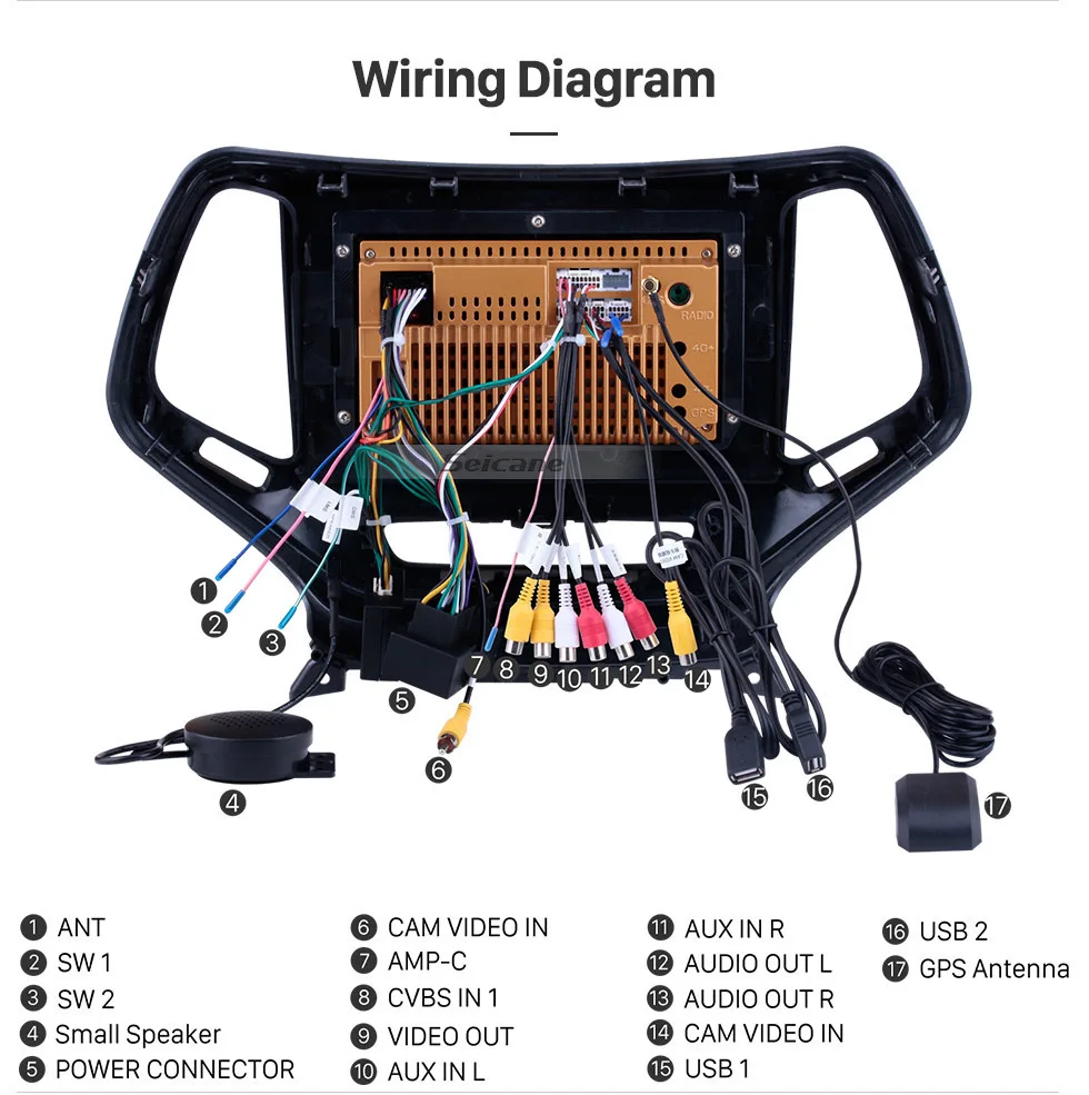Sale Seicane 10.1" GPS 2 Din Touchscreen Android 8.1 Stereo Player Vehicle Radio For 2016 Jeep Grand Cherokee Head Unit Backup camera 20