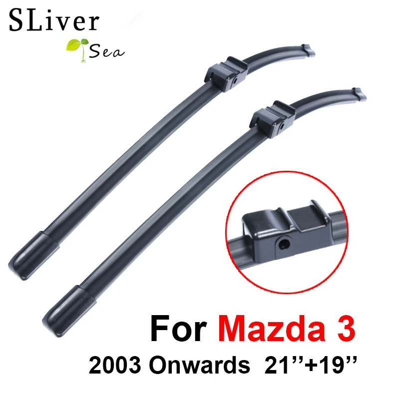SLIVERYSEA Wiper Blade For Mazda 3 2003 2016 Pair 21''+19'' High Quality Natural Rubber Clean SLIVERYSEA Wiper Blade For Mazda 3 2003 2016 Pair 21''+19'' High Quality Natural Rubber Clean