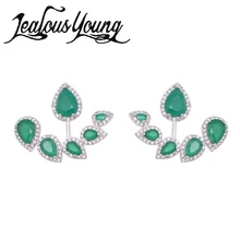 Новая мода зеленый лист с камнем Серьги-гвоздики для Для женщин Циркон Стразы уникальный Дизайн бренд Серьги Модные украшения we211