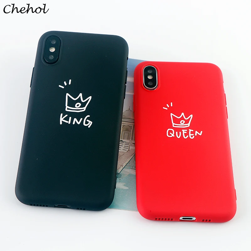 

Fashion Phone Cases for IPhone X XS MAX XR 8 7 6 S Plus Case Cartoon King Queen Soft Silicone Mobile Phone Covers Accessories