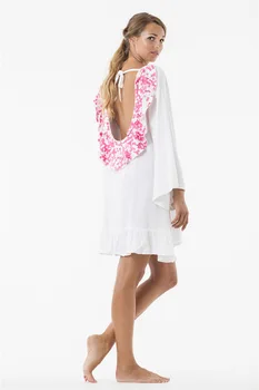 

2018 women's new fashion heavy sequined backless sun dress solid color beach holiday dress boho sexy loose cotton ruffles dress