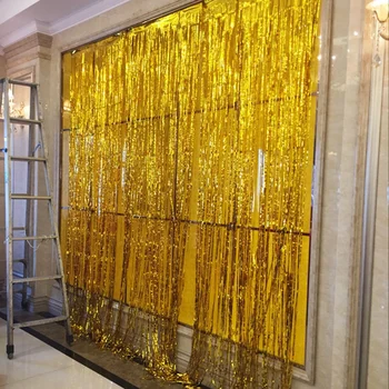 

3M*1M Foil Rain Curtain Gold Wedding Backdrop Curtain Bithday Party Background Curtain Decorations Fringe Curtain Party Supplies