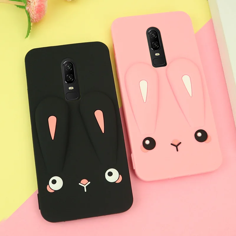 

3D Cute Cartoon Rabbit Case for Oneplus 6 Phone Case Cover for Oneplus6 1+6 One Plus 6 Cases Rubber Soft Silicone Cases Capa