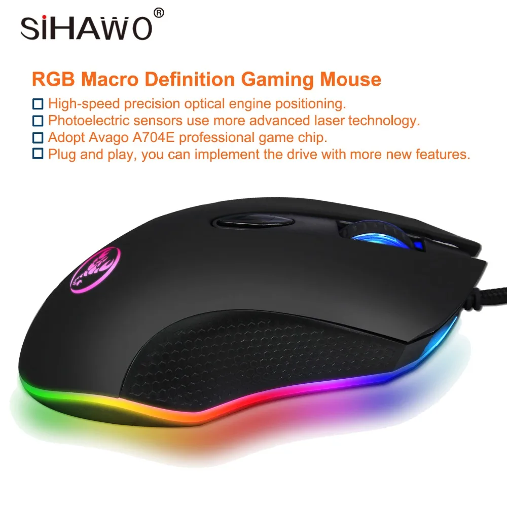 

Wired Mouse Mechanical Macro Definition Gaming Mouse Optical Engine Positioning Adjustable 4800 DPI Custom Macro Editing