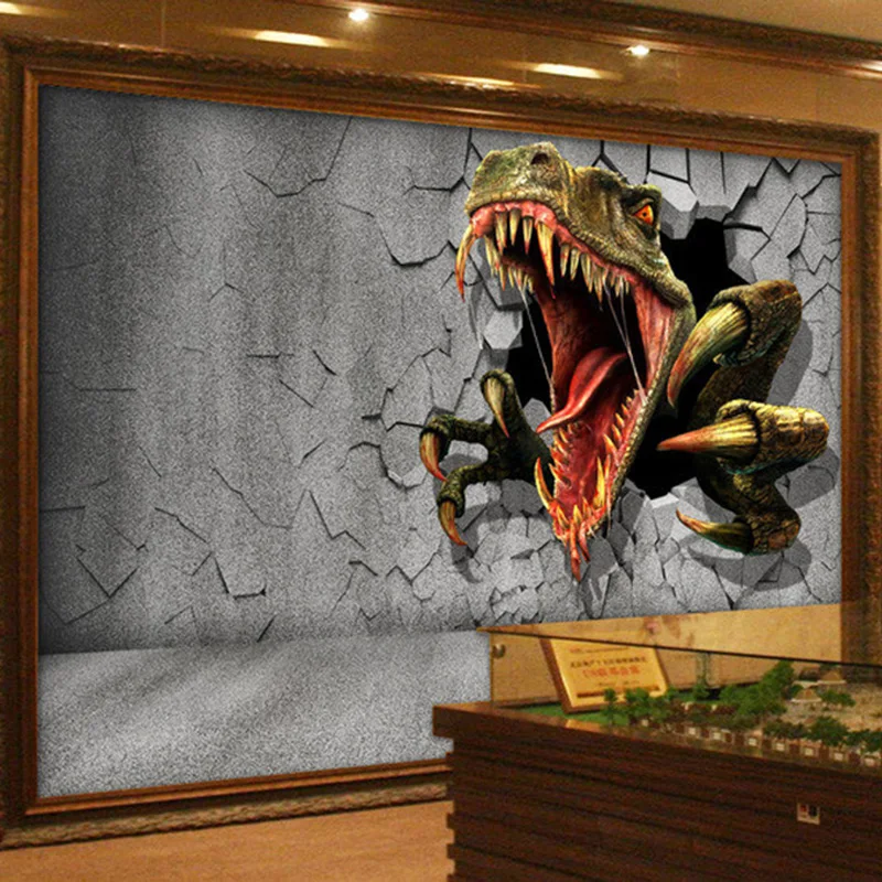 Custom Size 3D Stereo Brick Wall Modern Creative Art Painting Dinosaur Broken Decorations Living Room Photo Wallpaper In Wallpapers From Home Custom Size 3D Stereo Brick Wall Modern Creative Art Painting Dinosaur Broken Decorations Living Room Photo Wallpaper In Wallpapers From Home