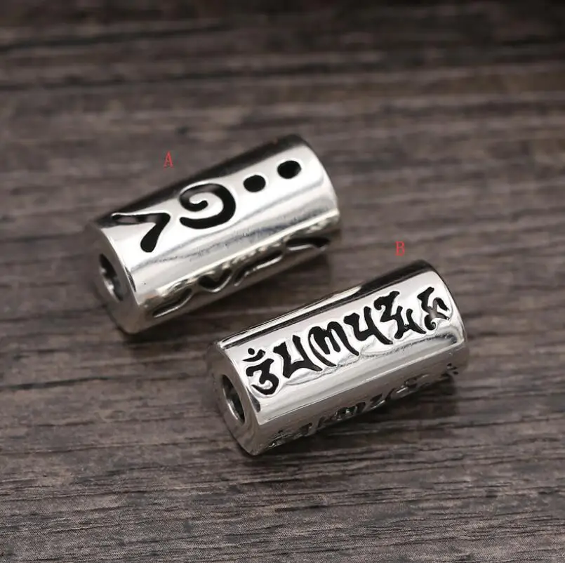

925 sterling silver jewelry six-word mantra hollow tube pendant (FGL)