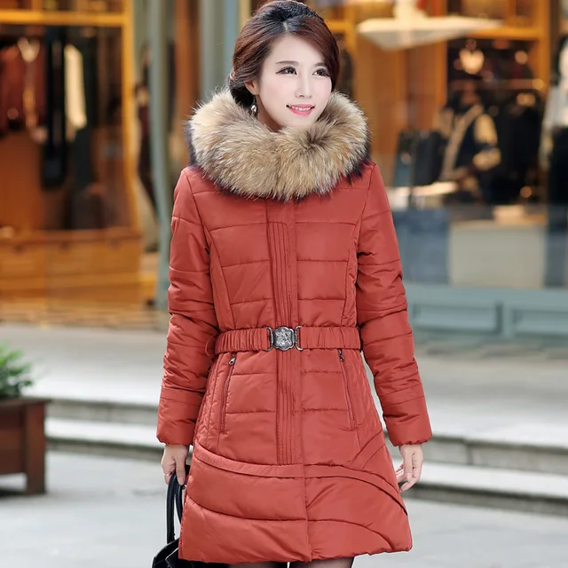 Cheap Wadded Jacket Women Parkas Nice Hooded Imitation Fur Collar Warm Winter Padded Cotton Coat Plus Size L-5XL 2 Color HJ222