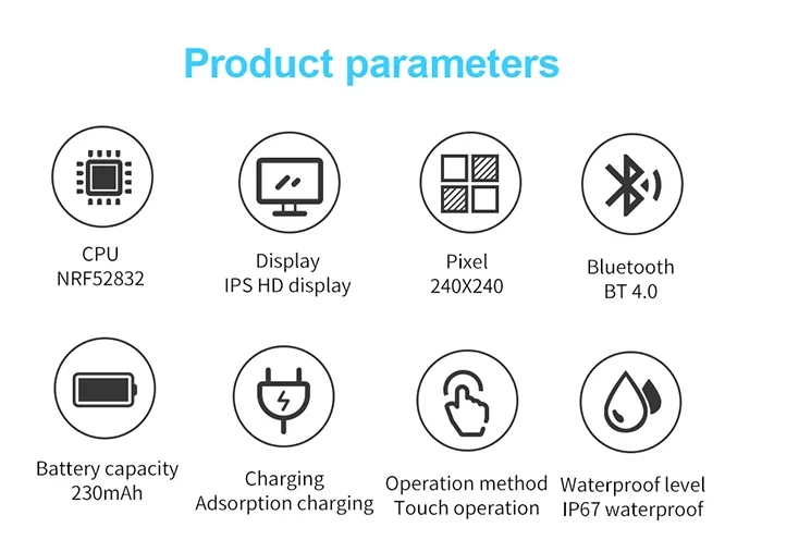 Q9 Steel Tempered Glass Round Screen Smart Watch with Heart Rate Monitor IP67 Waterproof Smart Bracelet