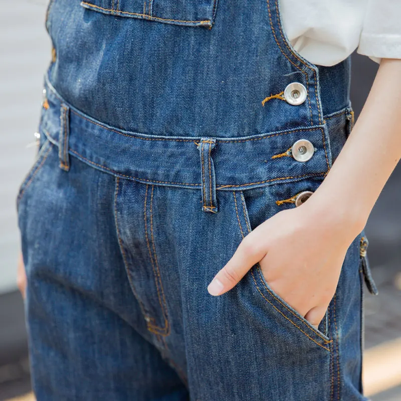 Новинка, женские джинсовые комбинезоны с широкими штанинами в винтажном стиле