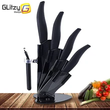 Zirconia Cuchillo de cerámica 3 4 5 6 pulgadas Cuchillo de Cocina + Peeler + Holder Set Negro Cuchilla Fruit Utility Chef Cuchillos De Cocina más lindo