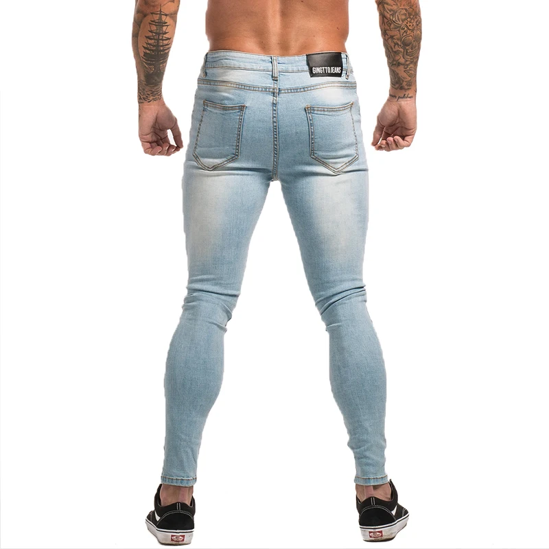 GINGTTO, обтягивающие джинсы для мужчин, Стрейчевые джинсы, облегающие штаны, Брендовые спортивные, сильные ноги, большой размер, Супер спрей на zm32