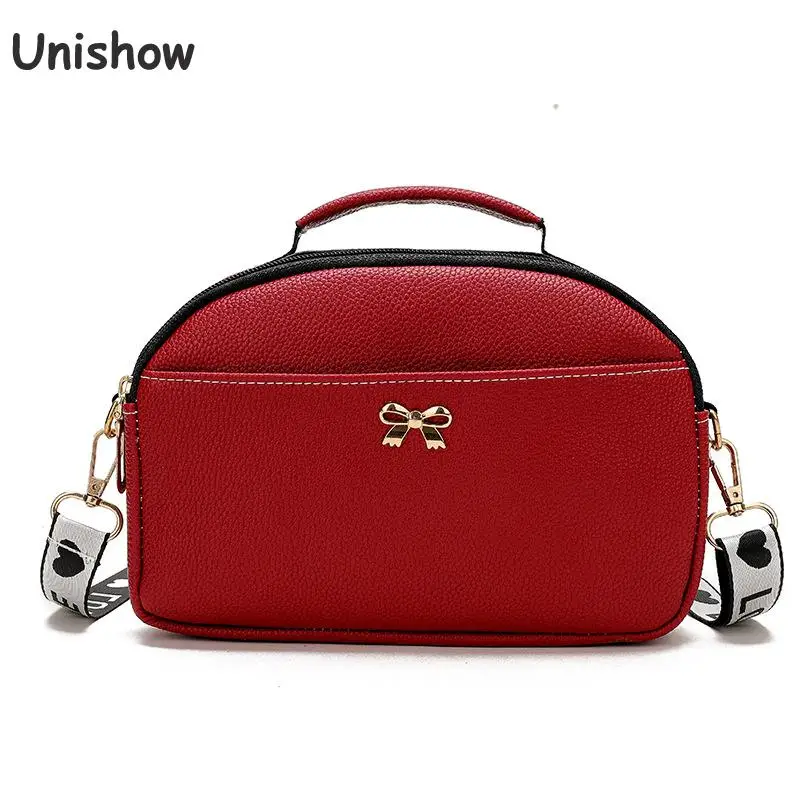 

Unishow Bow Shoulder Bags Women Small Pu Leather Female Crossbody Bags Casual Women Messenger Bags Mini Tote Handbag Zipper