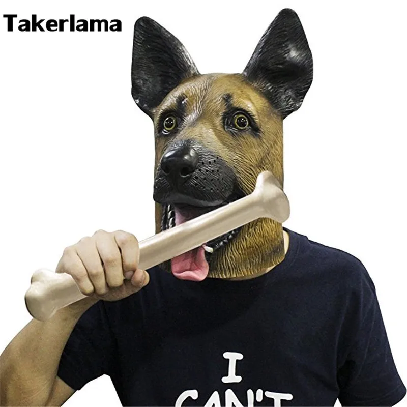 

Latex Rubber Creepy German Shepherd Dog Animal Head Mask Full Face Adult Mask Breathable Halloween Masquerade Party Cosplay Prop