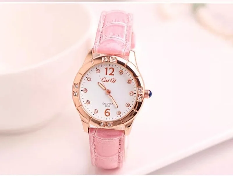 

Luminous Korean belt fashion high-grade students waterproof diamond watch girl watch gift