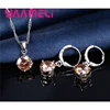 Black Friday Sale Women Wedding Jewelry Sets 925 Sterling Silver  4 Claw CZ Crystal Necklace Dangle Earrings For Wedding ► Photo 3/6