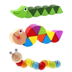 Красочные деревянные головоломка гусеница обучения детей развивающие дидактические детские развивающие игрушки пальцы игры для детей